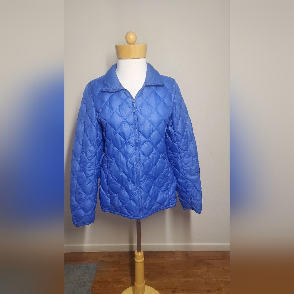 32 Degrees Small Heat Light Weight Puffer Quilted Blue Jacket With Zipper Pocket